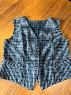 Tracy Evans Purple , Black and Green Herringbone Vest - Size Large